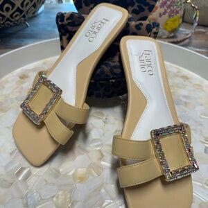 Brand New Franco Sarto Leather Sandals with crystals Gorgeous!